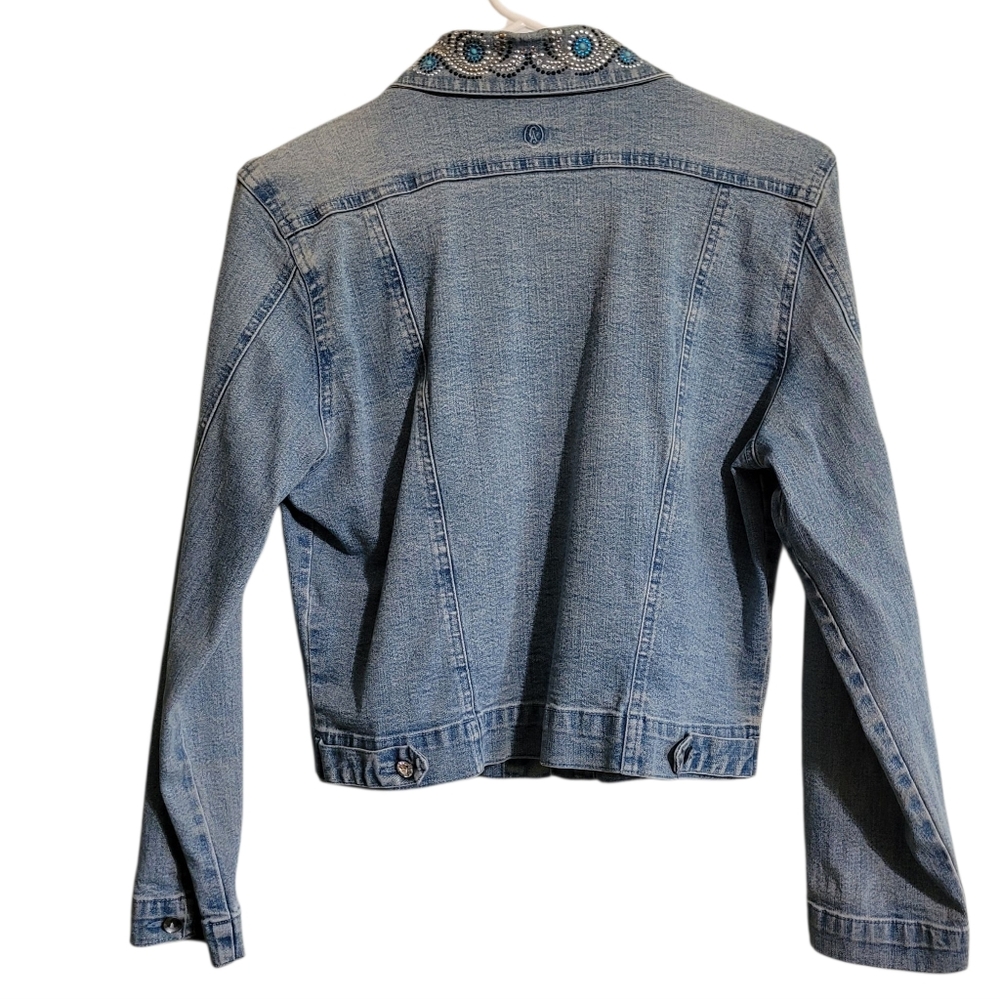 Christine Alexander Embellished Denim Jacket Swarovski Crystal Size S - Picture 3 of 8